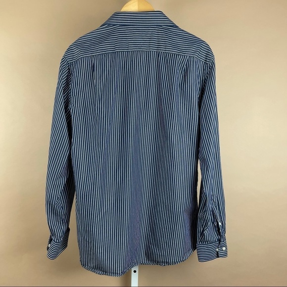 Tommy Hilfiger Men’s Size 16 Slim Fit Stripe Button Up Shirt Nautical Office - Picture 2 of 6